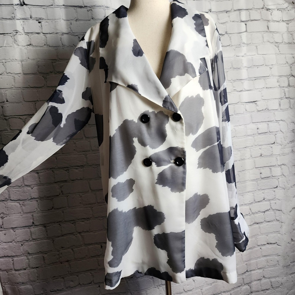 2X Vintage Black and White Animal Patterned Lightweight Blazer or Jacket